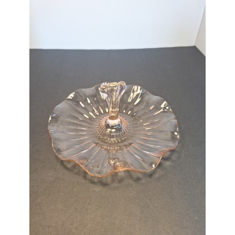 Vintage Anchor Hocking Pink Depression Glass Tid Bit Tray.